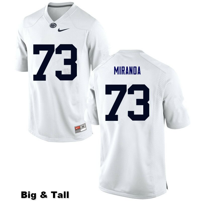 NCAA Nike Men's Penn State Nittany Lions Mike Miranda #73 College Football Authentic Big & Tall White Stitched Jersey PQD5198FA